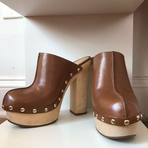 Michael Kors Wood Platform Clog Mules